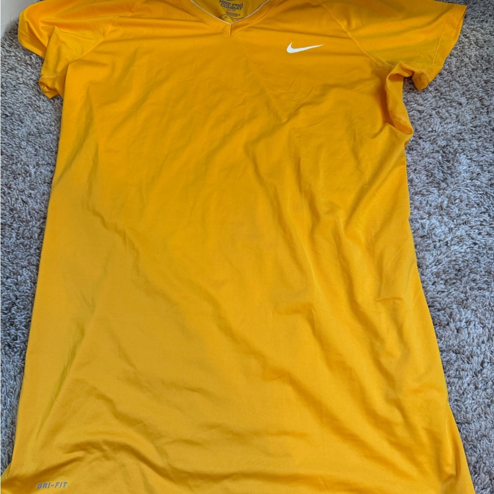 Nike Yellow Dri-FIT Fitted Athletic Shirt XXL